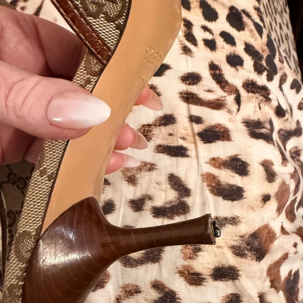 Vintage Gucci Brown Bamboo Logo Mules - Picture 15 of 15
